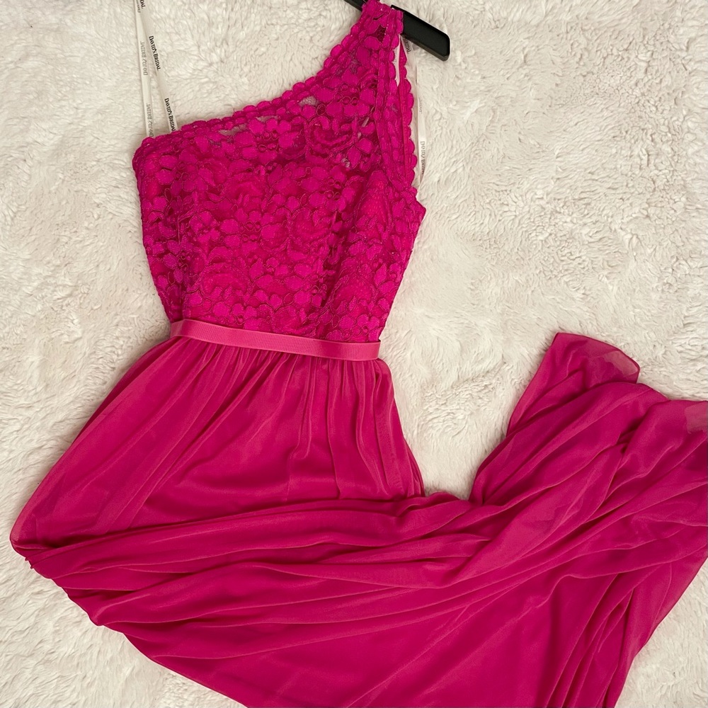 David’s Bridal One Shoulder Lace Bridesmaid Dress